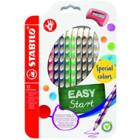 Lápices de colores LAPICES de COLORES STABILO EASY COLORS para DIESTRO estuche de 12 con AFILALAPIZ 23801658  850/I/M5