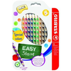 Lápices de colores LAPICES de COLORES STABILO EASY COLORS para ZURDO estuche de 12 con AFILALAPIZ 23801659  850/I/M6