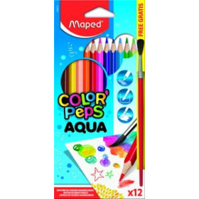Lápices de colores LAPICES ACUARELABLES MAPED COLOR"PEPS estuche de 12 + 1 PINCEL 16601076  18846