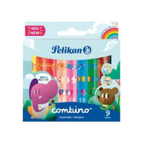Rotuladores de colores ROTULADOR FIBRA PELIKAN JUMBO COMBINO (DOS ANCHOS DE TRAZO) ESTUCHE de 9 62503557  51944