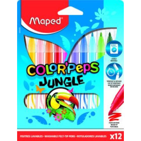 Rotuladores de colores ROTULADOR FIBRA MAPED COLOR´PEPS JUNGLE ESTUCHE de 12 11301902  60130032