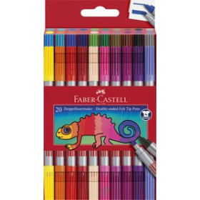 Rotuladores de colores ROTULADOR FIBRA FABER-CASTELL DOBLE PUNTA CAJA de 20 11302203  1522524