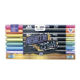 Rotuladores de fibra ROTULADOR FIBRA MOOVING DOBLE PUNTA PINCEL METALIZADOS ESTUCHE de 8 11302208  1514302
