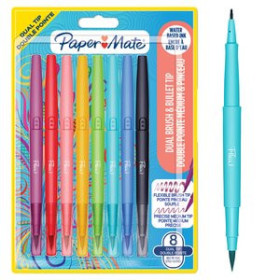 Rotuladores de colores ROTULADOR PAPER MATE DOBLE PUNTA PINCEL BLISTER de 8 11302331  1532203