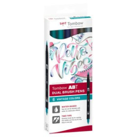 Rotuladores de colores ROTULADOR TOMBOW DOBLE PUNTA PINCEL COLORES VINTAGE ESTUCHE de 6 11302163  400184697