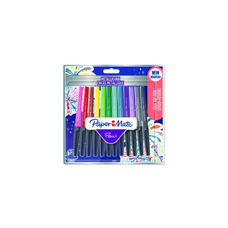 Rotuladores de fibra ROTULADOR FIBRA PAPER MATE METALICOS SURTIDO BLISTER de 12 25201003  7700 BL
