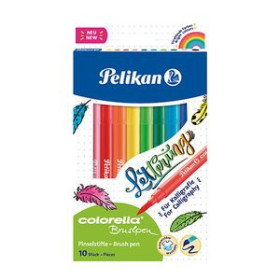 Rotuladores de colores ROTULADOR FIBRA PELIKAN COLORELLA BRUSHPEN SURTIDO ESTUCHE de 10 (814577) 36901104  9540401