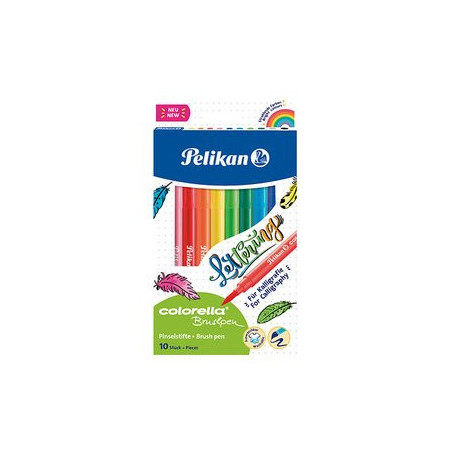 Rotuladores de colores ROTULADOR FIBRA PELIKAN COLORELLA BRUSHPEN SURTIDO ESTUCHE de 10 (814577) 36901104  9540401