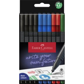 Rotuladores de colores ROTULADOR FIBRA FABER-CASTELL GRIP FINEPEN 1516 ESTUCHE de 10 (4 col.) 42501708  X7Q44AA