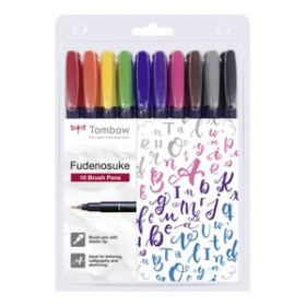 Rotuladores de colores ROTULADOR TOMBOW CALIGRAFIA FUDENOSUKE PUNTA DURA ESTUCHE DE 10