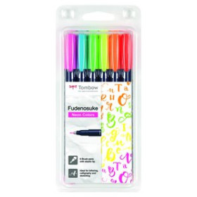 Rotuladores de colores ROTULADOR TOMBOW CALIGRAFIA FUDENOSUKE PUNTA DURA ESTUCHE DE 6