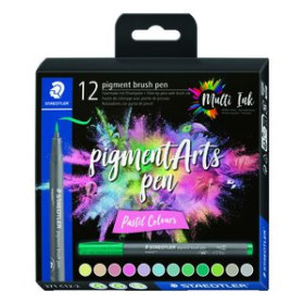 Rotuladores de colores ROTULADOR FIBRA STAEDTLER PIGMENT ARTS PEN PUNTA PINCEL COLORES PASTEL ESTUCHE de 12 82602694  MR23626