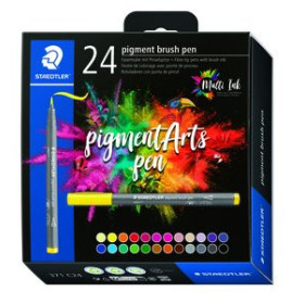 Rotuladores de colores ROTULADOR FIBRA STAEDTLER PIGMENT ARTS PEN PUNTA PINCEL ESTUCHE de 24 82602308  411020026