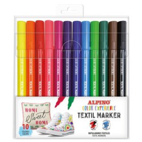 Rotuladores de colores ROTULADOR FIBRA ALPINO COLOR EXPERIENCE TEXTIL MARKER CAJA de 10 13803834  1986600