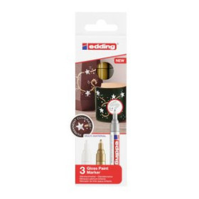 Marcadores de tinta opaca permanente MARCADOR T.OPACA PERM. EDDING  750 CONICO BLISTER DE 3 (blanco