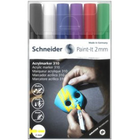 Marcadores permanentes MARCADOR ACRYLIC SCHNEIDER PAINT-IT 310 CONICO (2 mm) ESTUCHE de 6