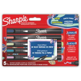 Marcadores de tinta opaca no permanente ROTULADOR SHARPIE CREATIVE ACRYLIC SURTIDO COLORES TIERRA BLISTER de 5 25501120  245320