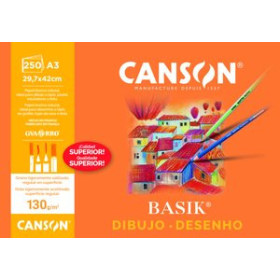 Papel técnicas secas: Blocs y láminas LAMINA GUARRO-CANSON DIBUJO BASIK 130g A3 LISA (L330N) 10205493  1956292
