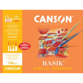 Papel técnicas secas: Blocs y láminas LAMINA GUARRO-CANSON DIBUJO BASIK 130g MINI-PACK de 10 A4+ RECUADRO 10205491  1996112