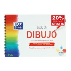 Papel técnicas secas: Blocs y láminas BLOC DE DIBUJO OXFORD CON ESPIRAL LISO A4+ 130g 20h (rojo) 10204301  318 C10