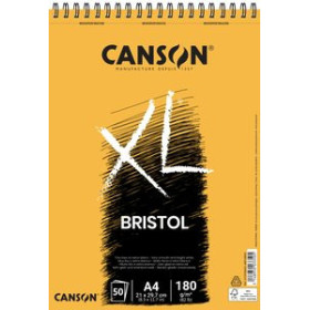 Papel técnicas secas: Blocs y láminas BLOC DE DIBUJO CANSON XL BRISTOL CON ESPIRAL LISO A4 180g 50h 10202967  WS-BH-48P-A
