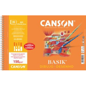 Papel técnicas secas: Blocs y láminas BLOC DE DIBUJO GUARRO-CANSON BASIK PREMIUM CON ESPIRAL LISO A4+ 150g 20h 10203345  ABT-291
