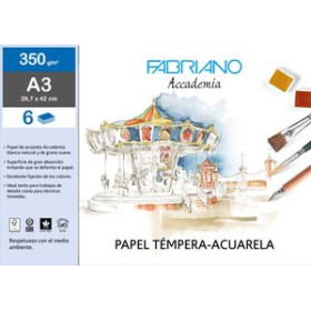 Papel técnicas húmedas: Blocs y láminas LAMINAS ACUARELA FABRIANO A3 350 gr. BOLSA DE 6 10203179  ABT-N57