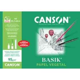 Papel técnicas secas: Blocs y láminas LAMINA GUARRO-CANSON VEGETAL BASIK A3 95g MINI-PACK de 12 10203144  ABT-755