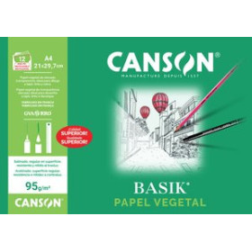 Papel técnicas secas: Blocs y láminas LAMINA GUARRO-CANSON VEGETAL BASIK A4 95g MINI-PACK de 12 10203148  ABT-800