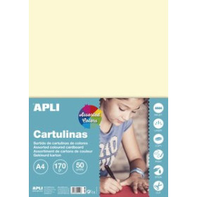 Cartulinas CARTULINA A4 APLI 170gr PAQUETE DE 50 HOJAS. COLORES PASTEL SURTIDOS 62204169  612228313