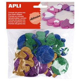 Goma EVA GOMA EVA APLI FORMAS ADHESIVAS con PURPURINA ALFABETO COLOR BOLSA de 52 62501981  342490899