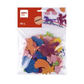 Goma EVA GOMA EVA APLI FORMAS ADHESIVAS con PURPURINA UNICORNIOS BOLSA de 40 62502010  342494916