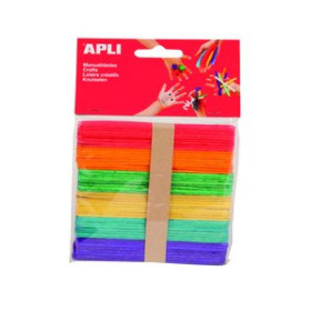 Palillos y pinzas de madera PALILLOS PLANOS APLI MADERA COLORES FINOS 11