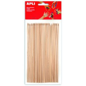 Palillos y pinzas de madera PALILLOS REDONDOS APLI MADERA NATURAL PINCHO 20 cm. BOLSA de 50 62502116  842532040