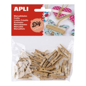Palillos y pinzas de madera PINZAS APLI MINI 25x3 MADERA NATURAL BOLSA de 45 62501110  512501067