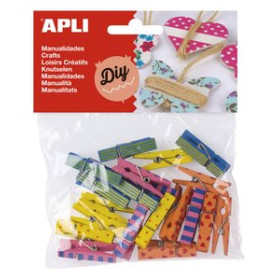 Palillos y pinzas de madera PINZAS APLI 35x7 MADERA COLORES BOLSA de 20 62501121  612501773