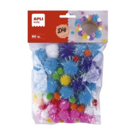 Pom-pom y plumas POM POM APLI GLITTER SURTIDOS BOLSA de 80 62501281  612513775