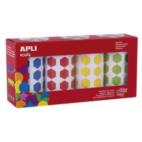 Gomets en rollo y caja GOMETS APLI  ROLLO 59h HEXAGONOS 20 mm PACK 4 rollos (AZ-RJ-AM-VD) 7.080 uds. (19192) 62303757  812389744