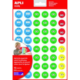 Gomets en bolsa GOMETS APLI  BOLSA 12h CARA FELIZ SMILE 4 col.surt.(AM-AZ-RJ-VD) 576 uds. (14811) 62504336  612588020