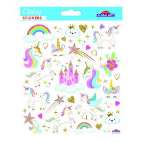 Stickers en bolsa STICKERS GRUPO GLOBAL GIFT BOLSA 1h CLASSY CASTILLO Y UNICORNIOS GLITTER 62601682  812679446