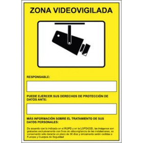 Señalización SEÑAL HOMOLOGADA CAMARA DE VIGILANCIA EN GRABACION LAS 24 HORAS PP AMARILLO 62404224  622497778
