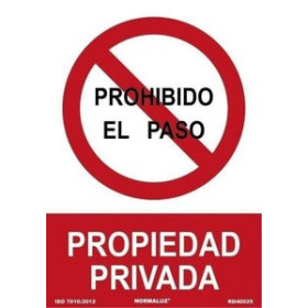 Señalización SEÑAL INFORMATIVA "PROHIBIDO EL PASO. PROPIEDAD PRIVADA" ROJO 62601389  512639657