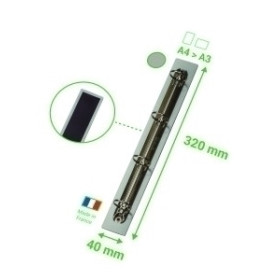 Paneles de información de fundas SOPORTE 4 ANILLAS TARIFOLD MAGNETICO PARA DOCUMENTOS A4/A3 320x40 mm. 62601377  612639020
