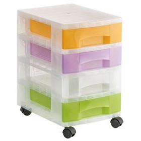 Cajas y contenedores de almacenamiento TORRE DE ALMACENAJE CON RUEDAS 4 CAJONES TRASLUCIDOS SURTIDOS 62601731  812695027