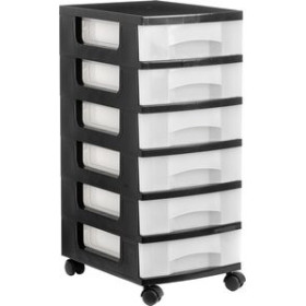 Cajas y contenedores de almacenamiento TORRE DE ALMACENAJE CON RUEDAS 6 CAJONES NEGRO 62504369  612595890