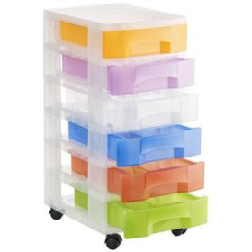 Cajas y contenedores de almacenamiento TORRE DE ALMACENAJE CON RUEDAS 6 CAJONES TRASLUCIDOS SURTIDOS 62504372  612599765