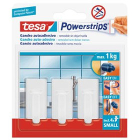 Colgadores adhesivos GANCHO PEQUEÑO TESA POWERSTRIPS CLASICO BLANCO (3 GANCHOS-4 TIRAS) 62601164  812613859