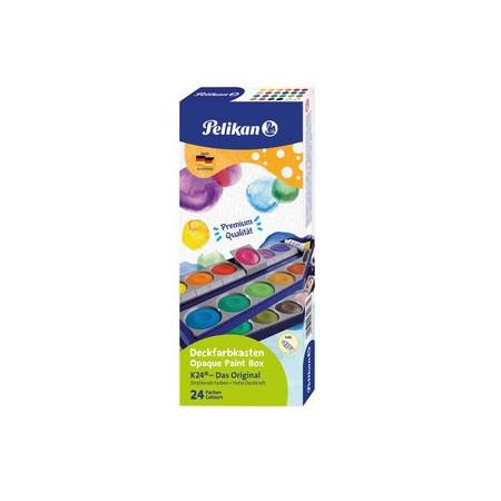 Acuarelas ACUARELAS PELIKAN 735 K/24 CUBRIENTE ESTUCHE de 24 + tubo TEMPERA BLANCA 69101692  641090805
