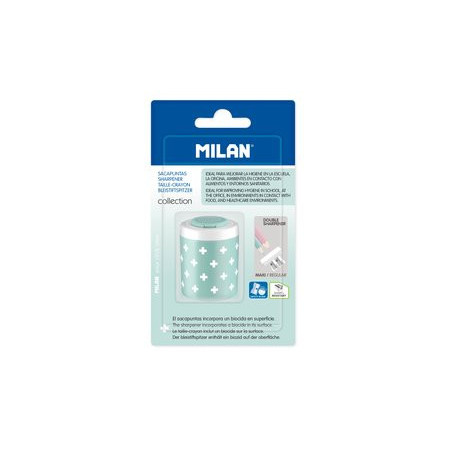 Afilalápices con depósito AFILALAPIZ MILAN DOBLE COLLECTION ANTIBACTERIAL TURQUESA BLISTER de 1 26001534  NIL001