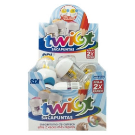 Afilalápices con depósito AFILALAPIZ SDI 1 USO TWIST CON DEPOSITO EXPOSITOR de 24 26001016  SF-15